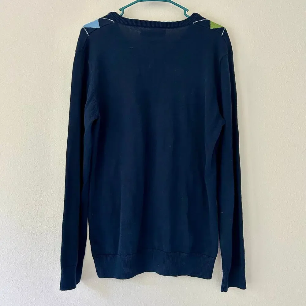 Vintage Old Navy Argyle knit sweater crewneck old money country club Y2K Prep M